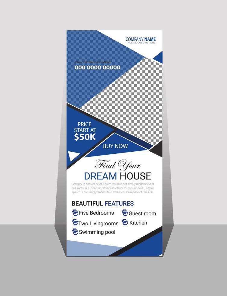 Modern real estate roll up banner design template vector