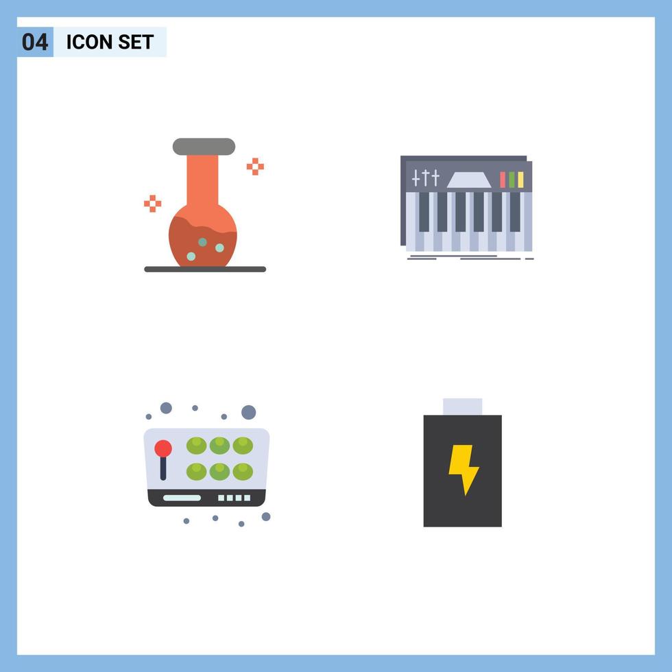4 Flat Icon concept for Websites Mobile and Apps analysis joystick chemistry keys play Editable Vector Design Elements