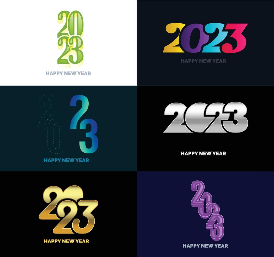 Big Collection of 2023 Happy New Year symbols Cover of business diary for 2023 with wishes vector