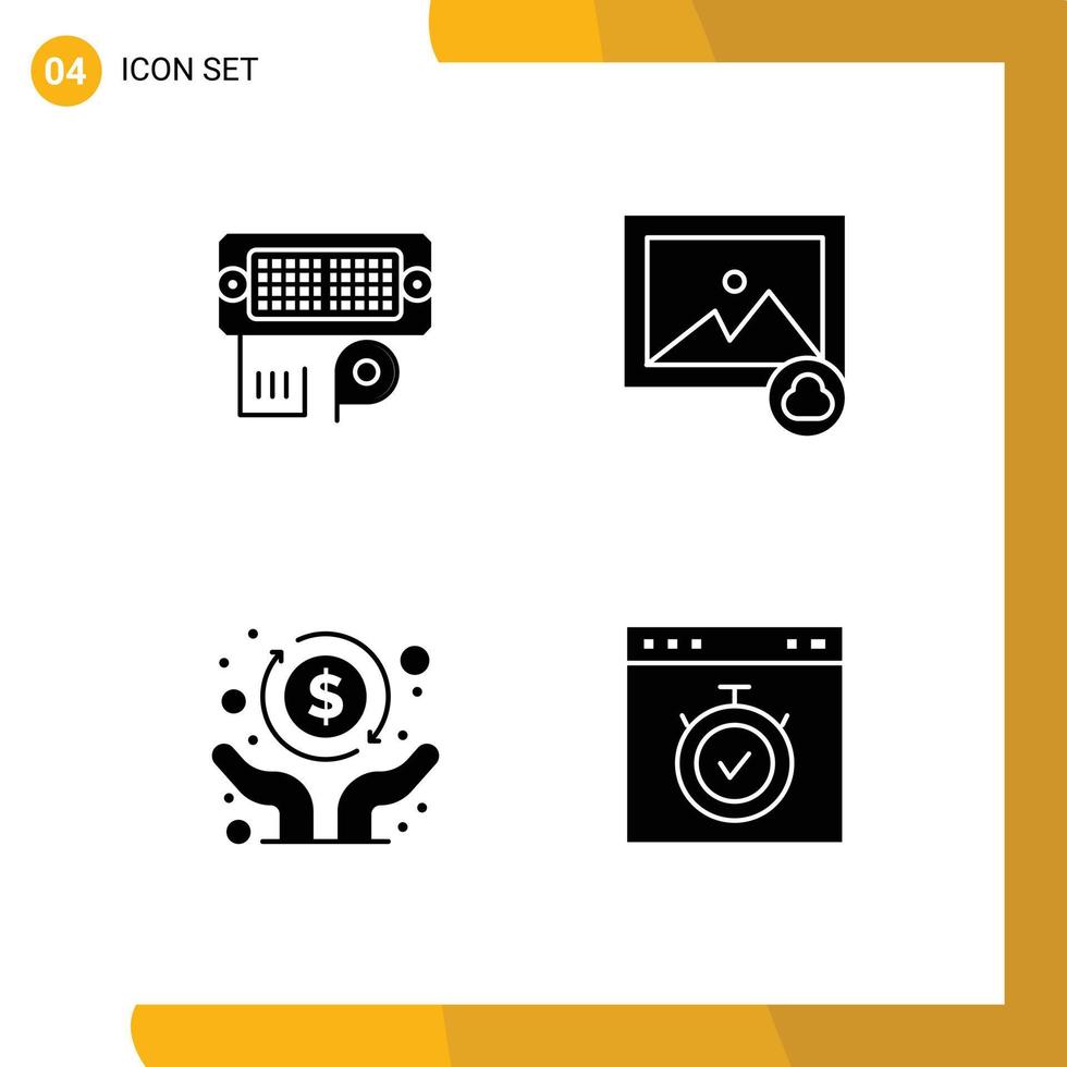 Mobile Interface Solid Glyph Set of Pictograms of adapter freedom input photo browser Editable Vector Design Elements