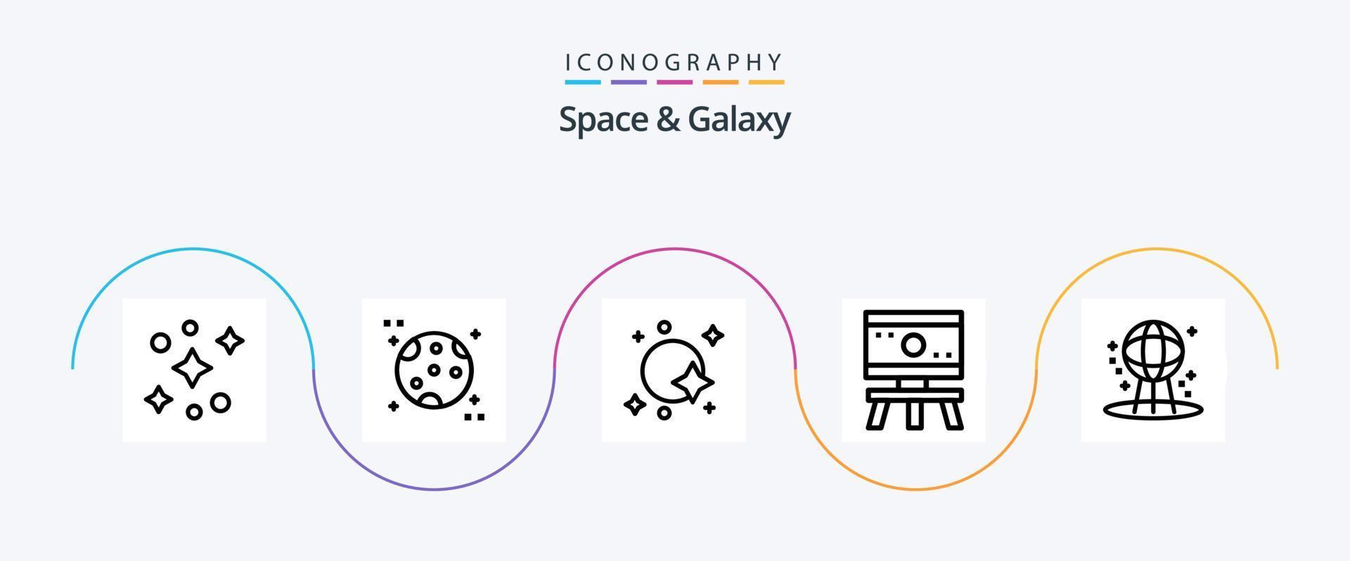 Space And Galaxy Line 5 Icon Pack Including space. astronomy. satellite. space. board vector