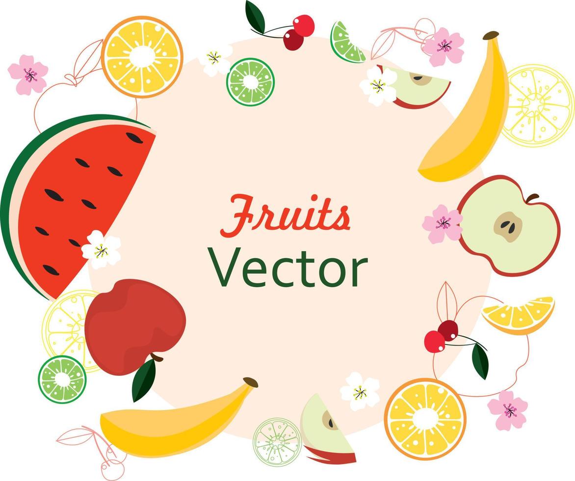 garabatear frutas. fruta tropical natural, garabatos cítricos naranja y vitamina limón vector