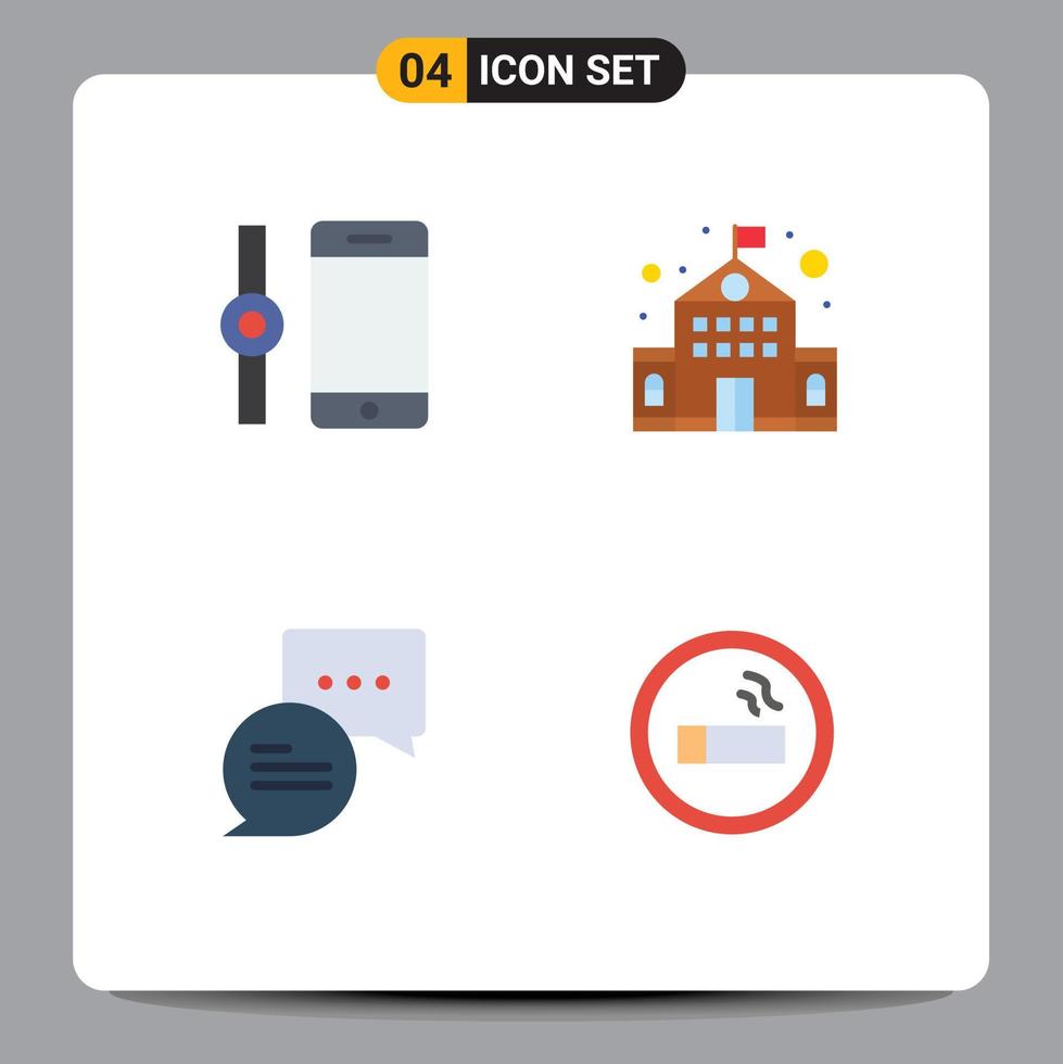 4 Creative Icons Modern Signs and Symbols of connect biology building chat lab Editable Vector Design Elements