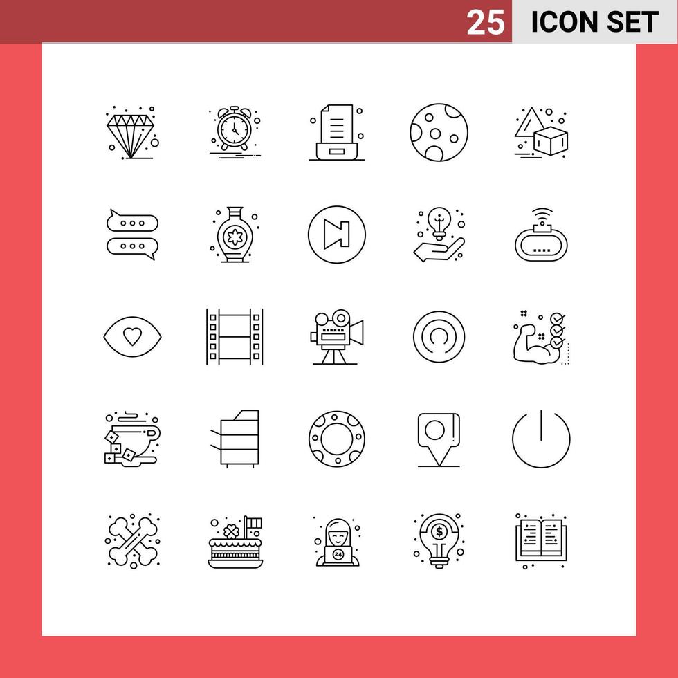 Stock Vector Icon Pack of 25 Line Signs and Symbols for transform flip email weather moon Editable Vector Design Elements