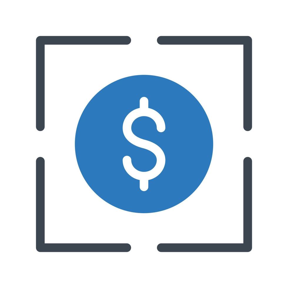 ilustración de vector de enfoque de dólar en un fondo. símbolos de calidad premium. iconos vectoriales para concepto y diseño gráfico.