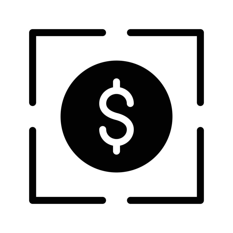 ilustración de vector de enfoque de dólar en un fondo. símbolos de calidad premium. iconos vectoriales para concepto y diseño gráfico.