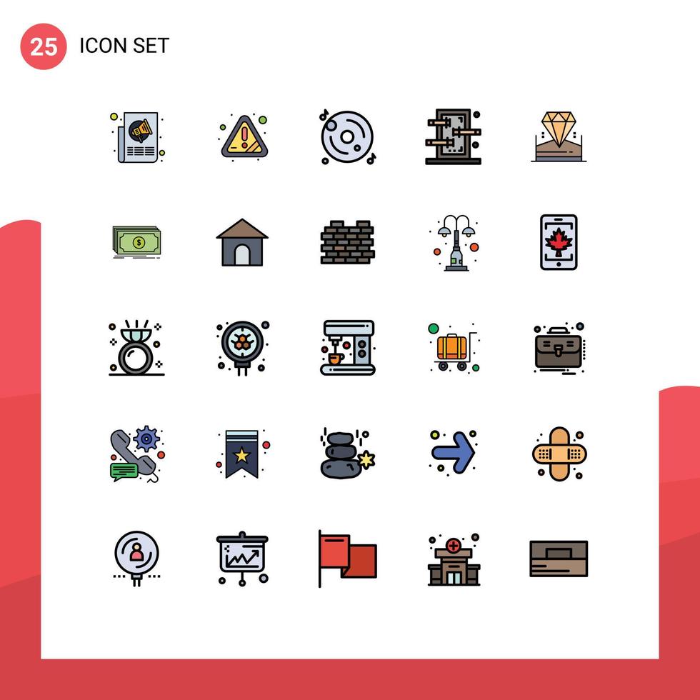 25 Creative Icons Modern Signs and Symbols of brilliant piercings error magic multimedia Editable Vector Design Elements