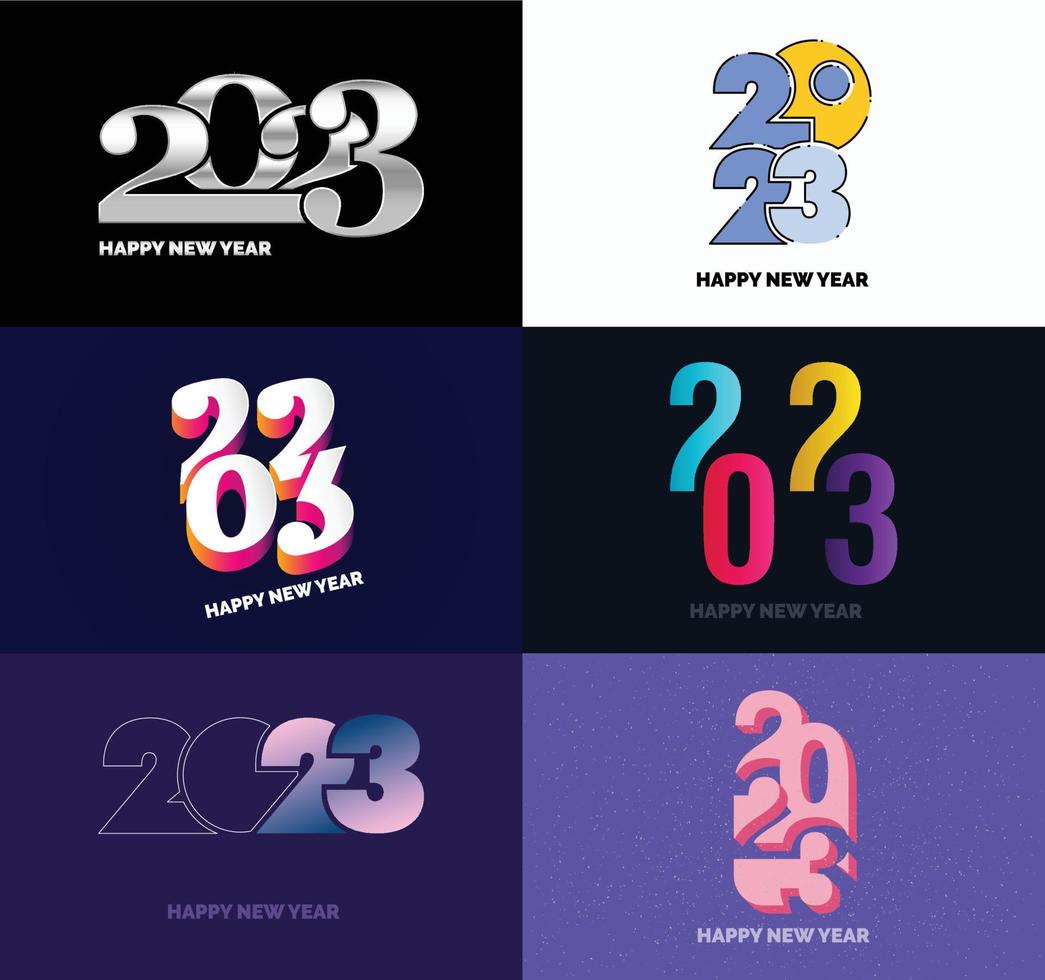 Big Collection of 2023 Happy New Year symbols Cover of business diary for 2023 with wishes vector