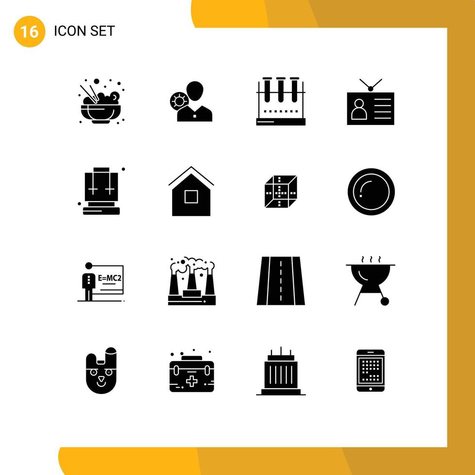 Universal Icon Symbols Group of 16 Modern Solid Glyphs of output device ancient tv profile test tube lab flask Editable Vector Design Elements