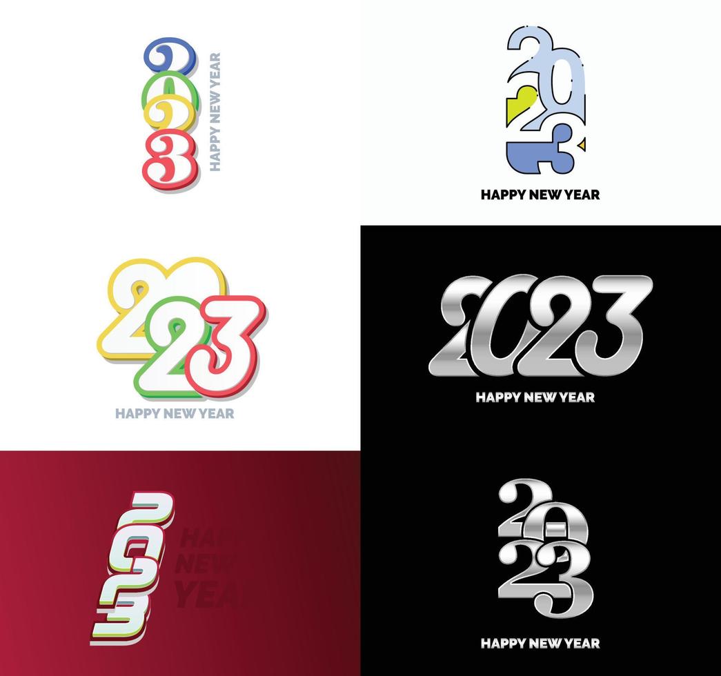 Big Set of 2023 Happy New Year logo text design 2023 number design template vector