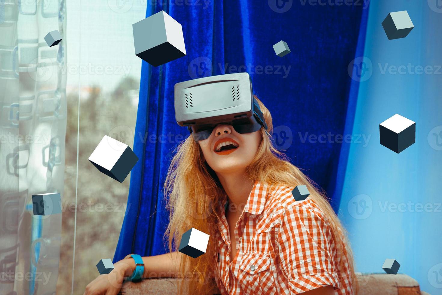 woman in VR helmet photo