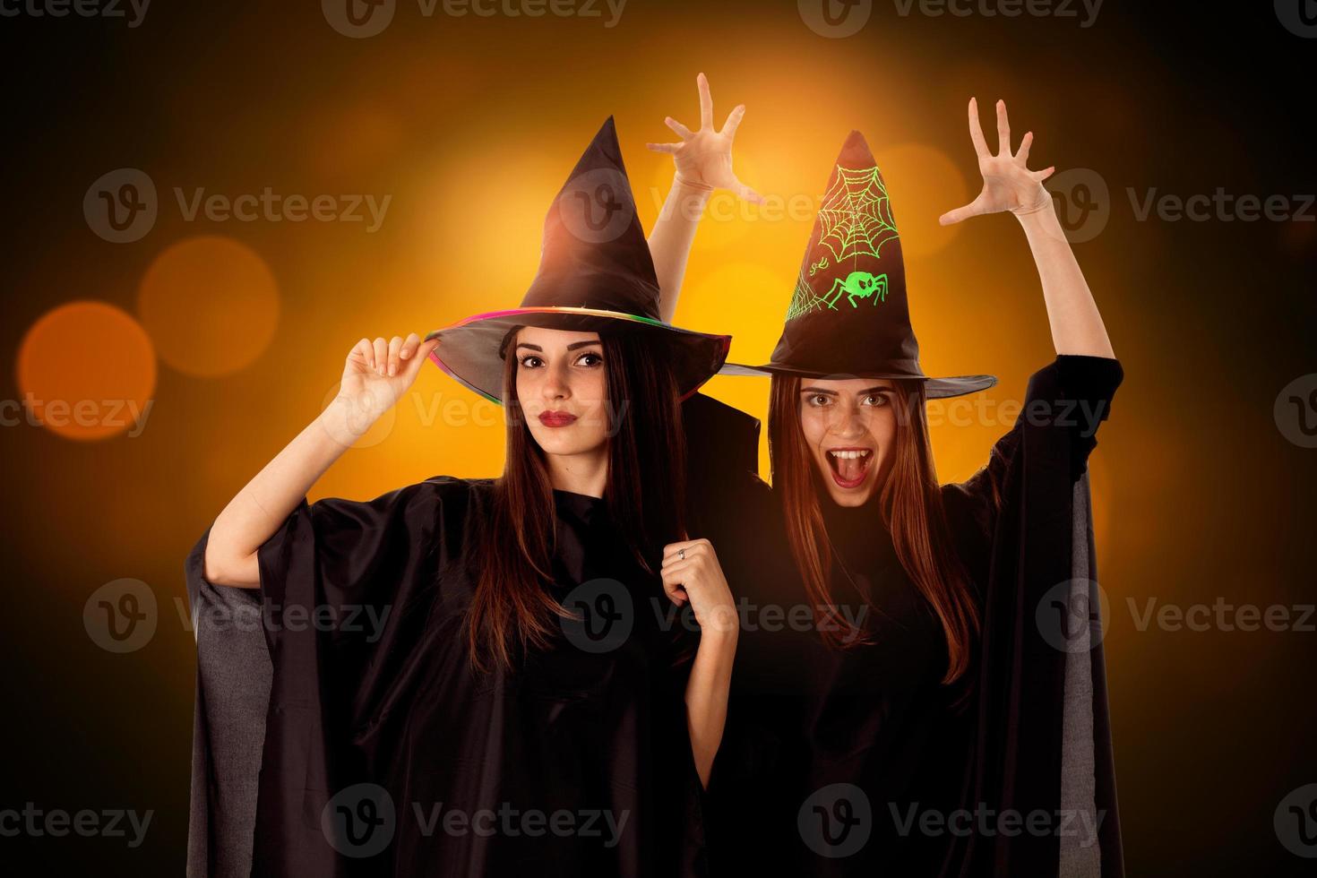 cutie cheerful girls in halloween style photo