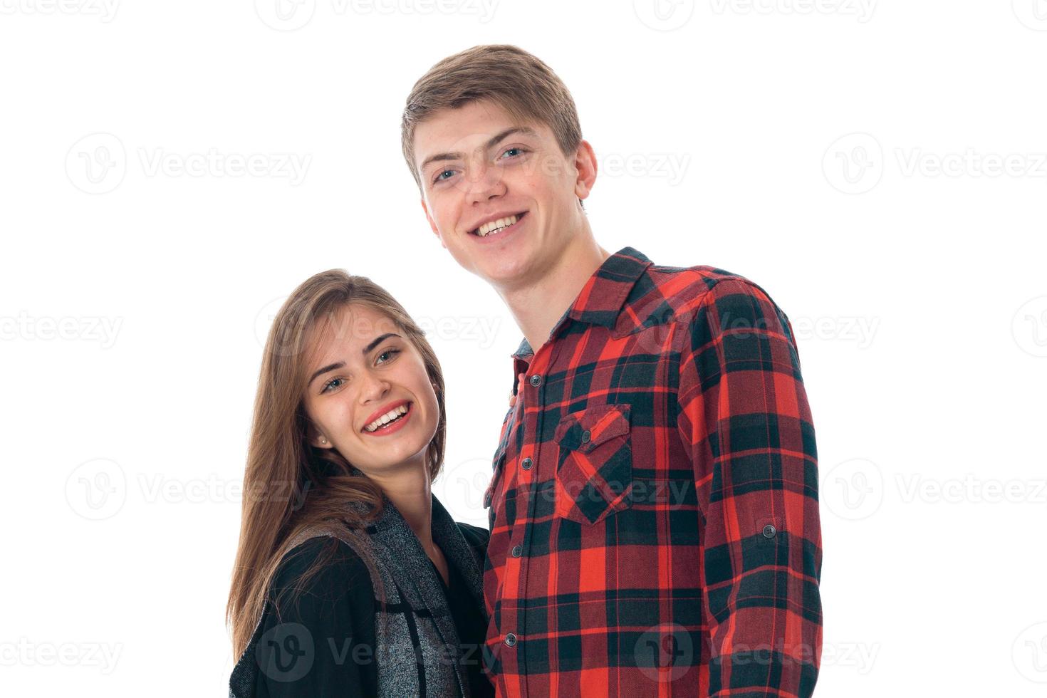 stylish couple in love in studio photo