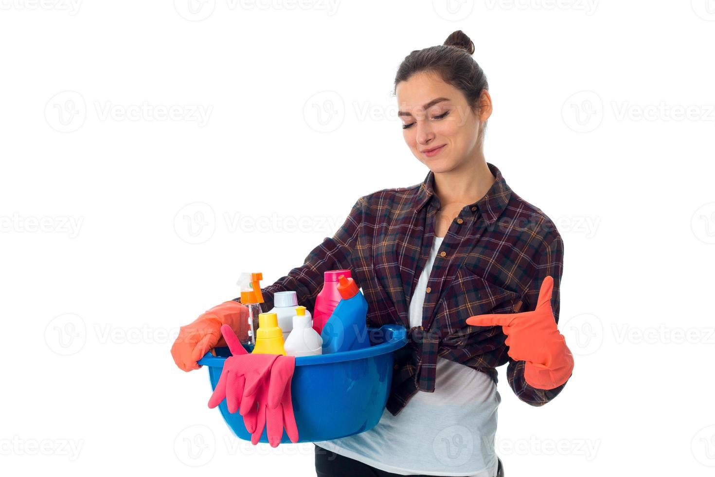 young maid woman with cleansers photo