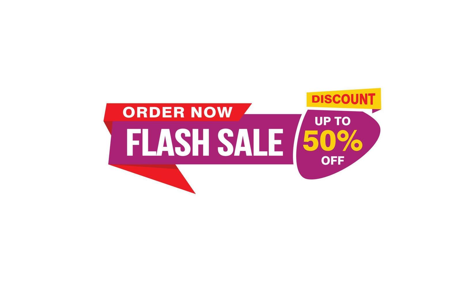 Oferta de venta flash del 50 por ciento, liquidación, diseño de banner de promoción con estilo de etiqueta. vector