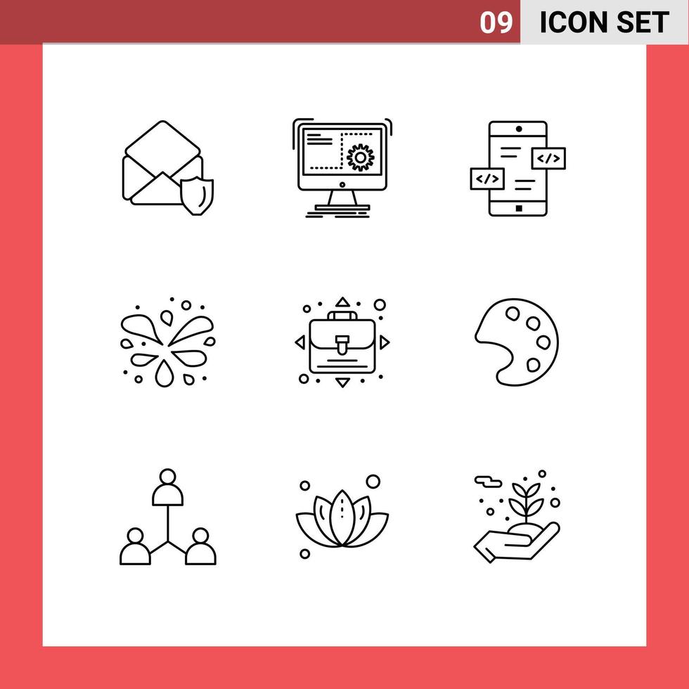 User Interface Pack of 9 Basic Outlines of opportunity garden progress park mobile Editable Vector Design Elements