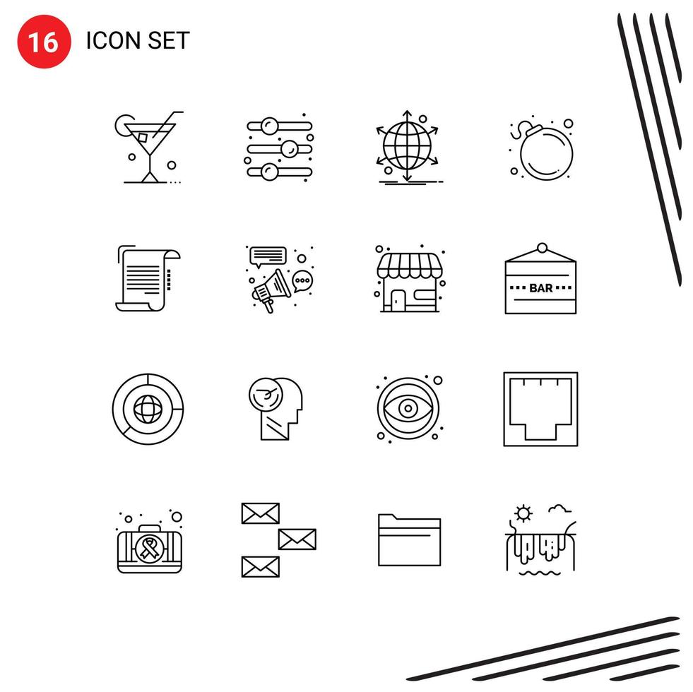 16 Thematic Vector Outlines and Editable Symbols of report danger business bomb web Editable Vector Design Elements