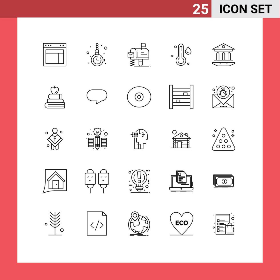 Modern Set of 25 Lines and symbols such as internet temperature jewelry rain mailbox Editable Vector Design Elements