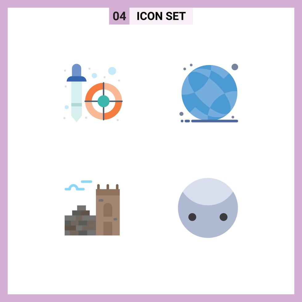 4 Thematic Vector Flat Icons and Editable Symbols of color picker brick pipette online greatness Editable Vector Design Elements