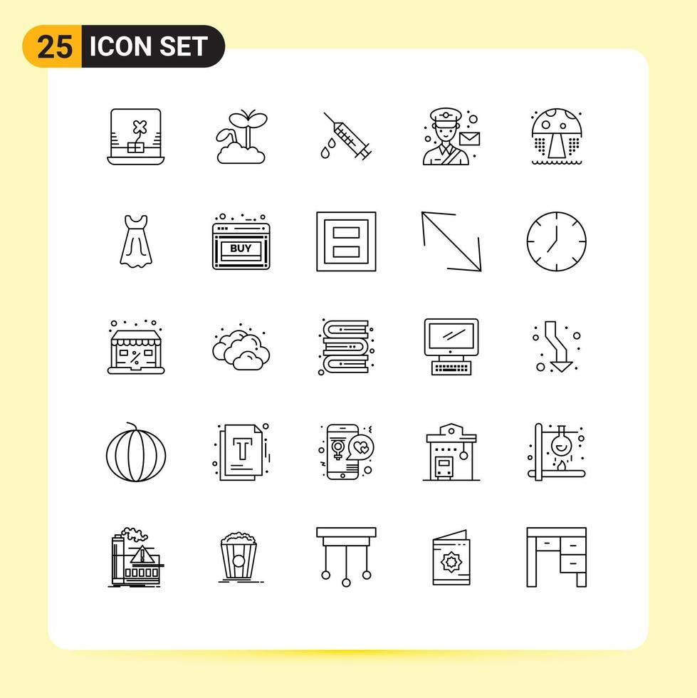 User Interface Pack of 25 Basic Lines of park postman injection post mail Editable Vector Design Elements