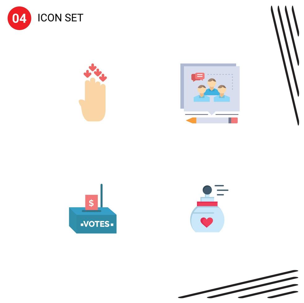 4 Creative Icons Modern Signs and Symbols of finger bribe down business election Editable Vector Design Elements