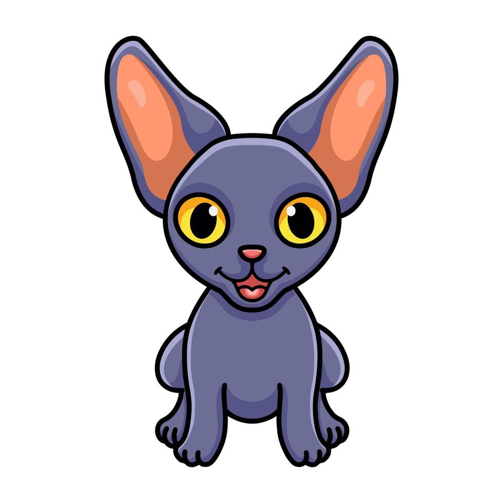 Cute peterbald cat cartoon sitting vector