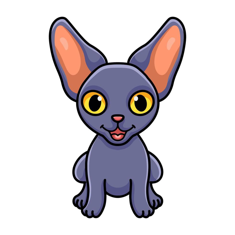 lindo, peterbald, gato, caricatura, sentado vector