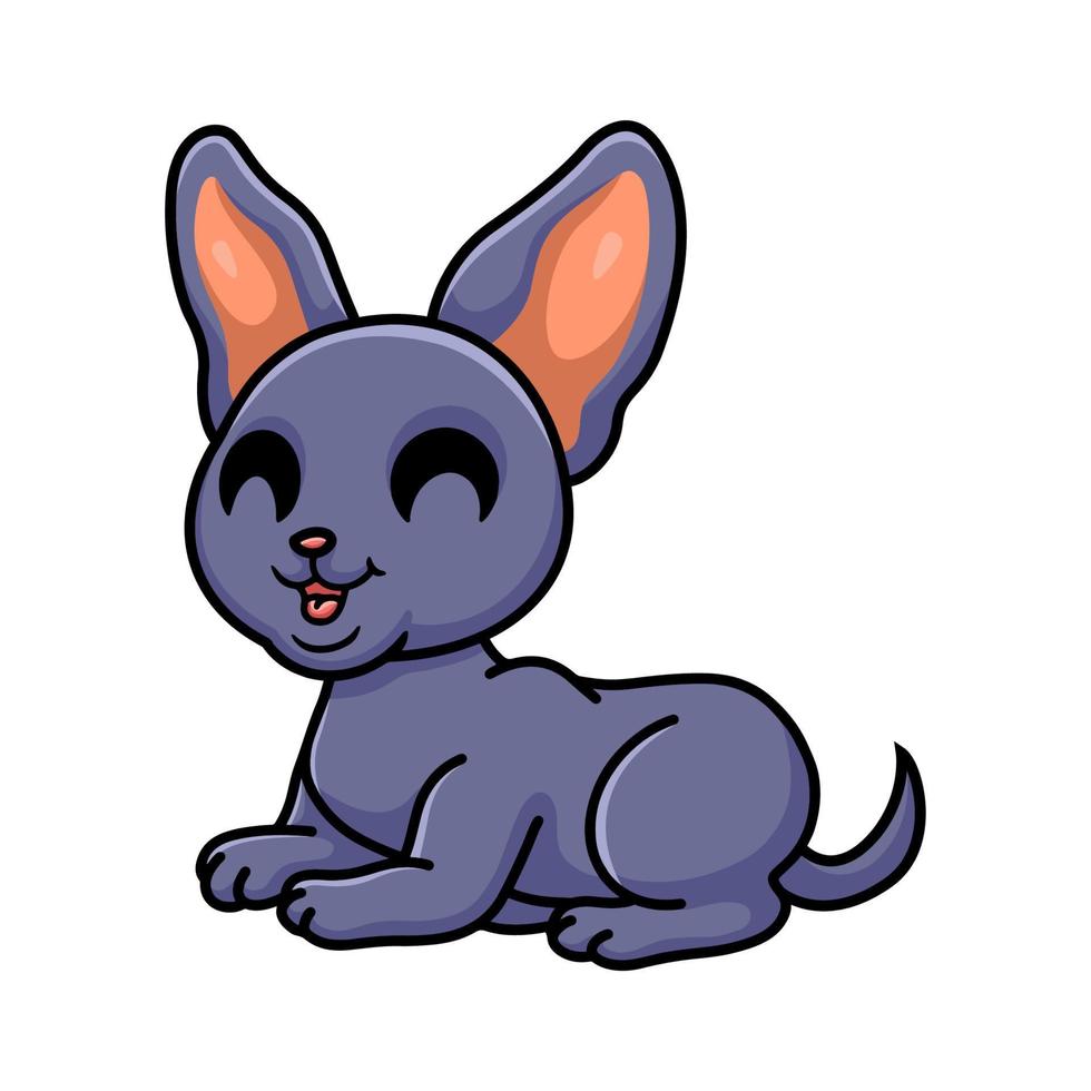 Cute peterbald cat cartoon lying down vector