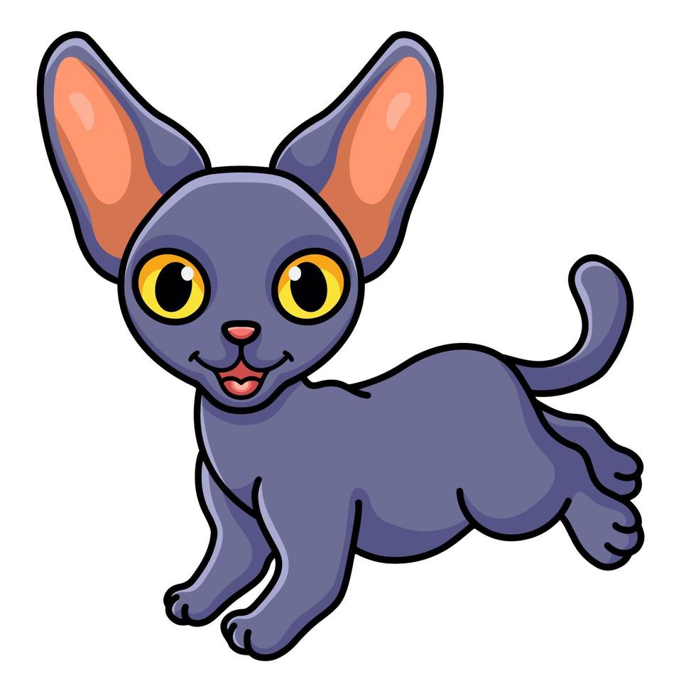 Cute peterbald cat cartoon jumping vector