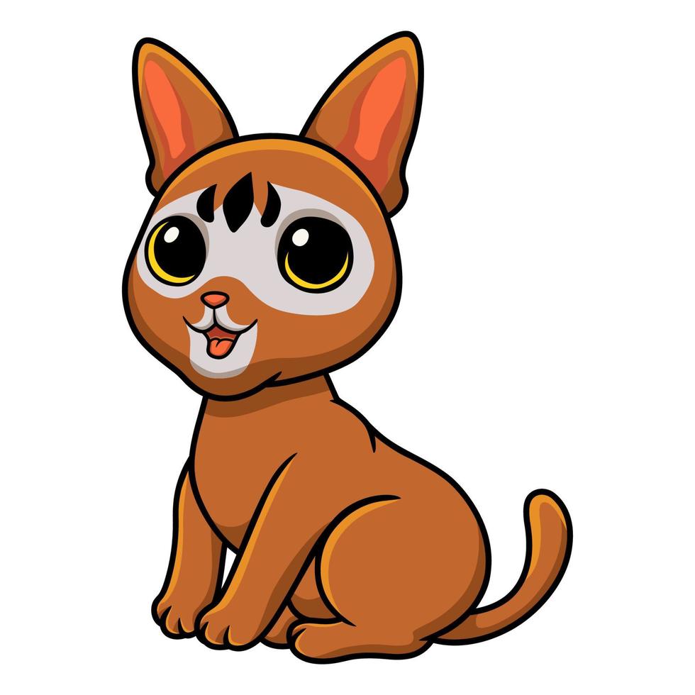 lindo gato abisinio sentado de dibujos animados vector