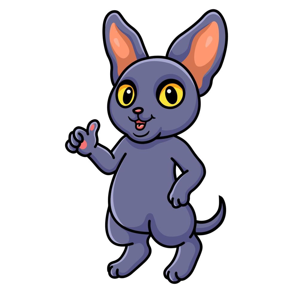 Cute peterbald cat cartoon giving thumb up vector