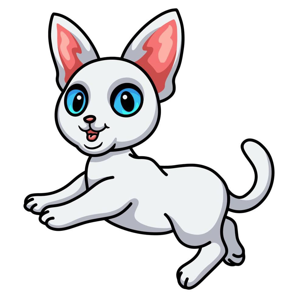 Cute devon rex cat cartoon jumping vector