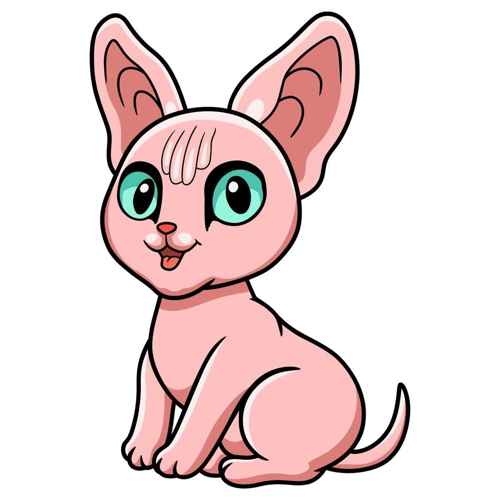 Cute sphynx cat cartoon sitting vector