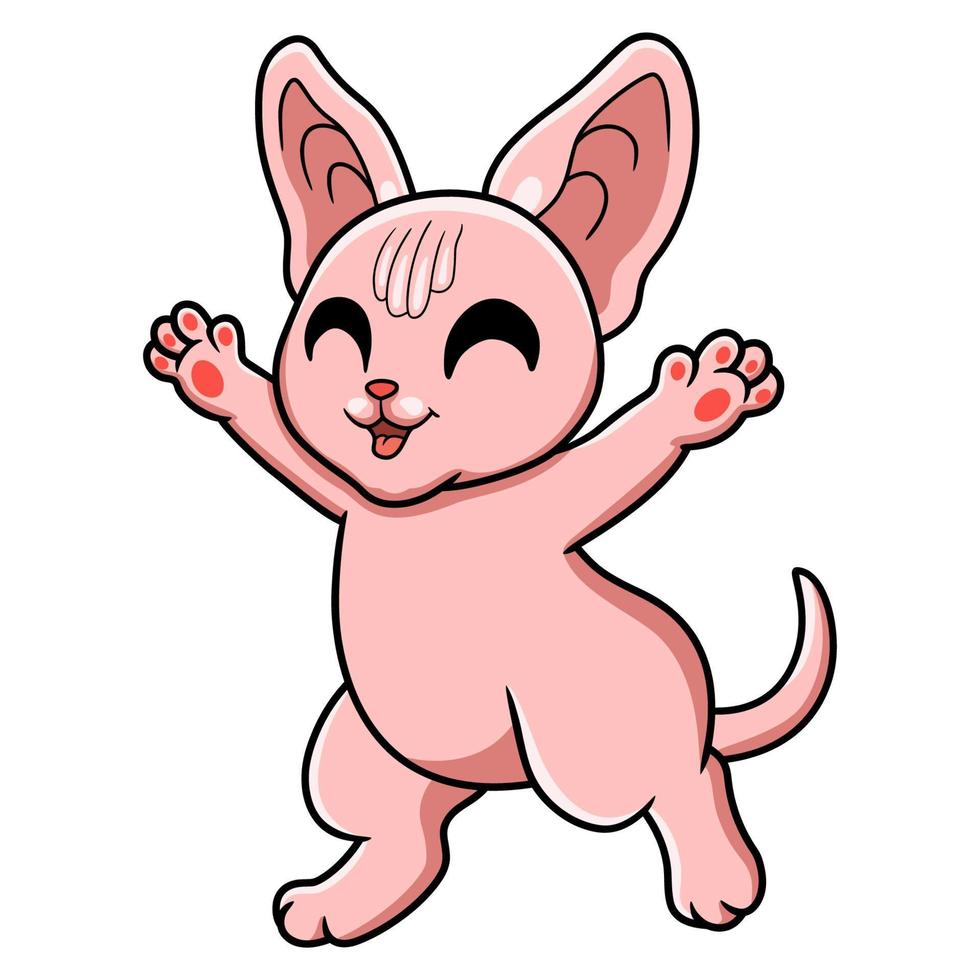 Cute sphynx cat cartoon raising hands 16093221 Vector Art at Vecteezy