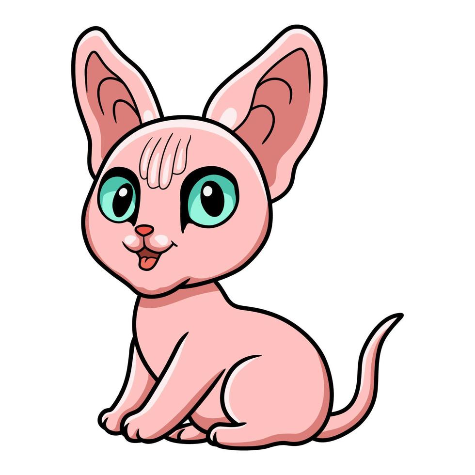 lindo gato sphynx dibujos animados sentado vector