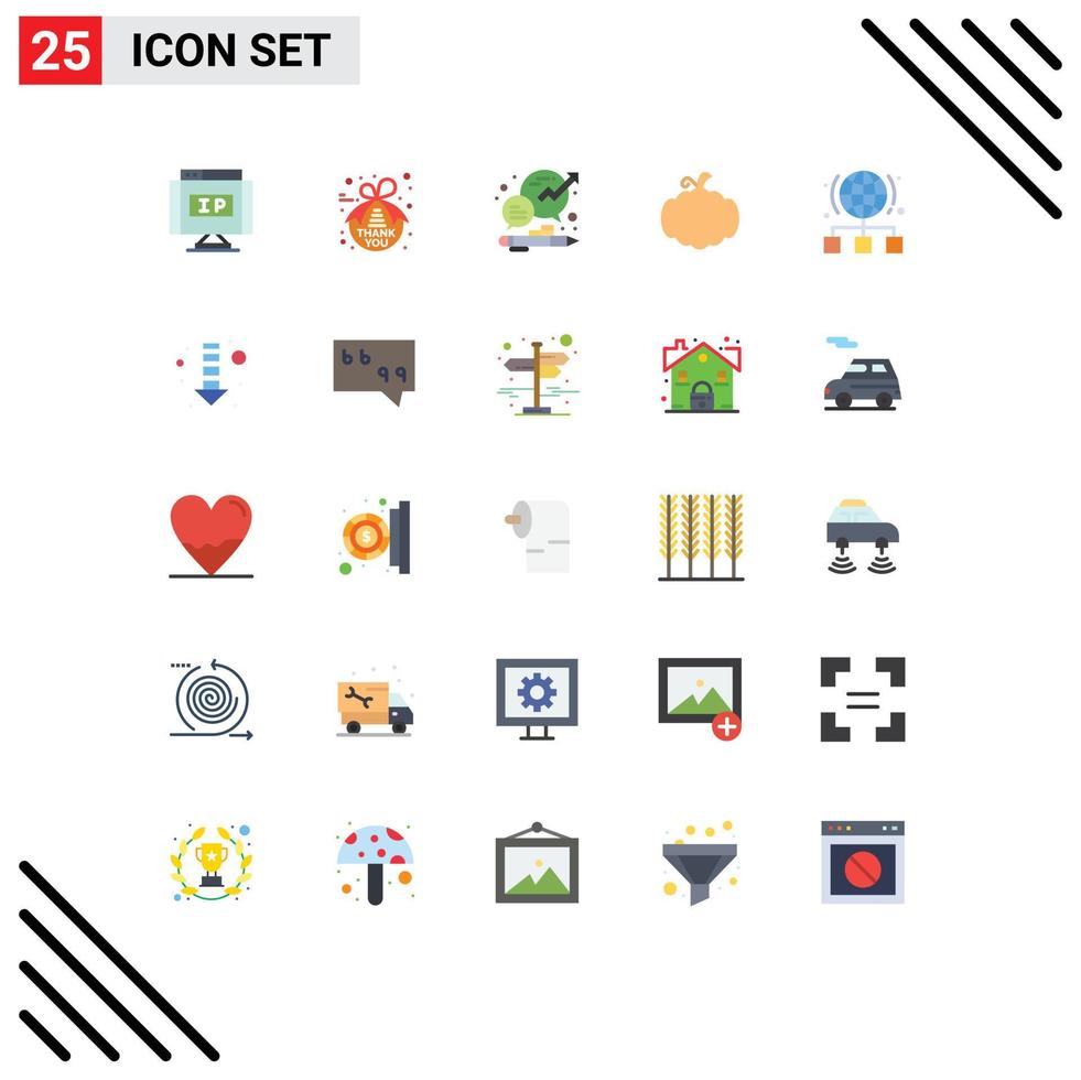25 Creative Icons Modern Signs and Symbols of globe pumpkin business halloween office Editable Vector Design Elements