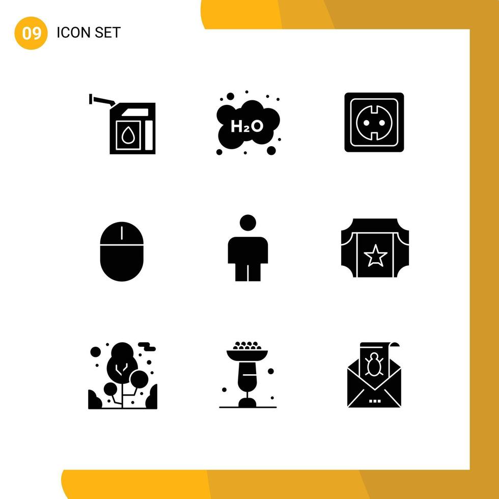 Editable Vector Line Pack of 9 Simple Solid Glyphs of hardware devices study computers power supply Editable Vector Design Elements