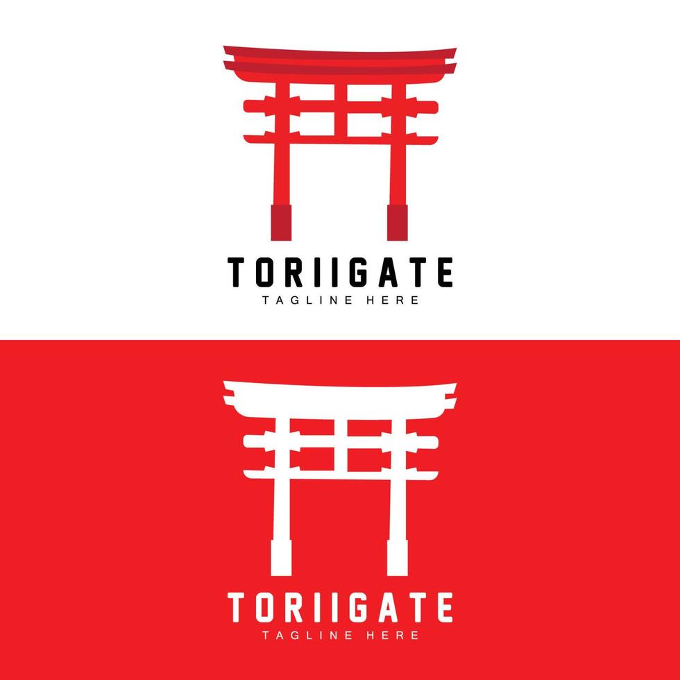 Torii Gate Logo, Japanese History Gate Icon Vector, Chinese Illustration, Wooden Design Company Brand Template vector