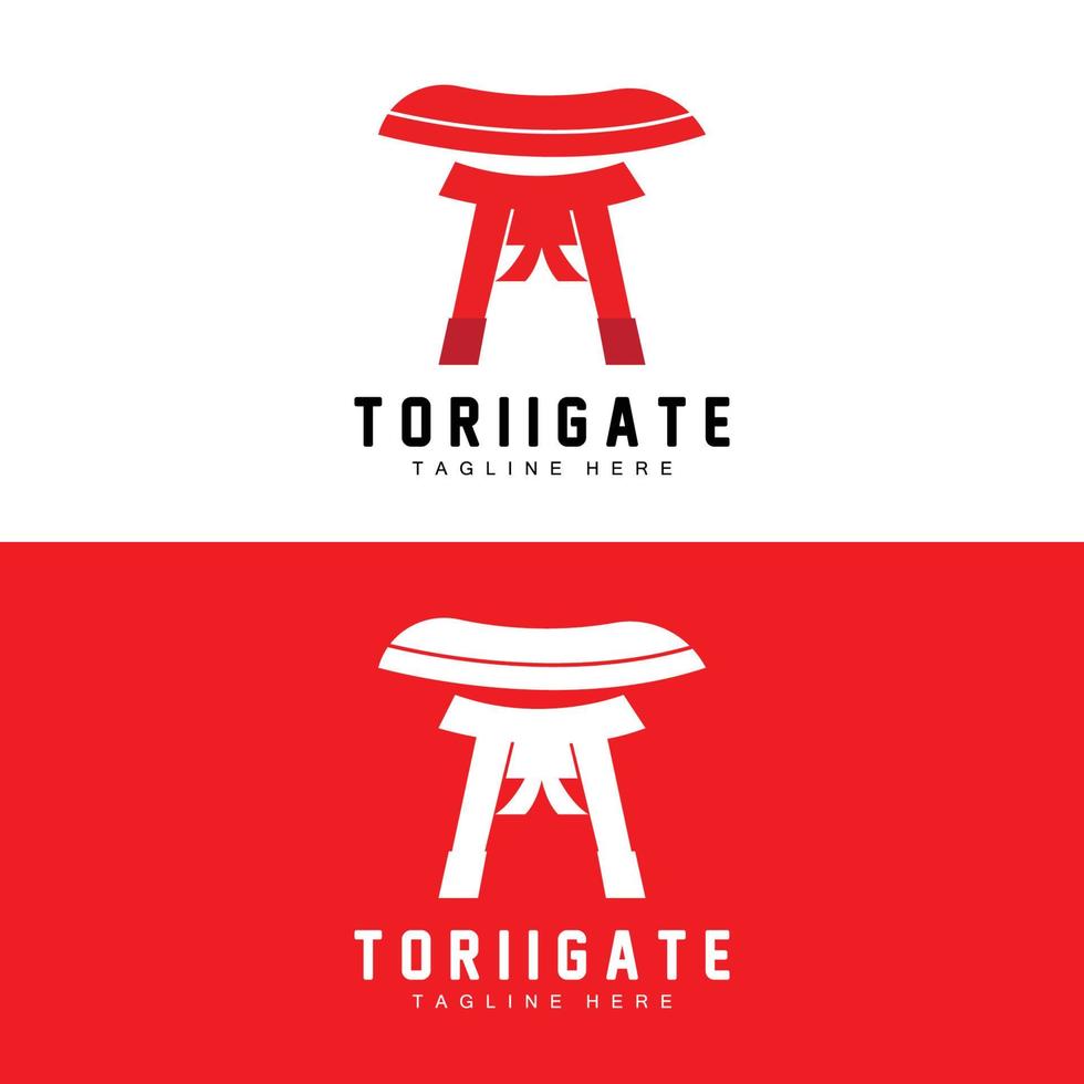 Torii Gate Logo, Japanese History Gate Icon Vector, Chinese Illustration, Wooden Design Company Brand Template vector