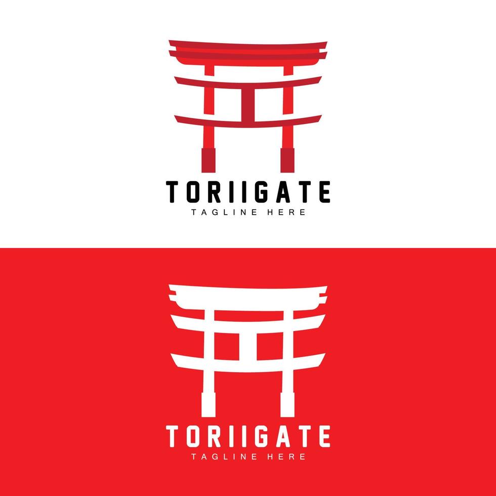 Torii Gate Logo, Japanese History Gate Icon Vector, Chinese Illustration, Wooden Design Company Brand Template vector