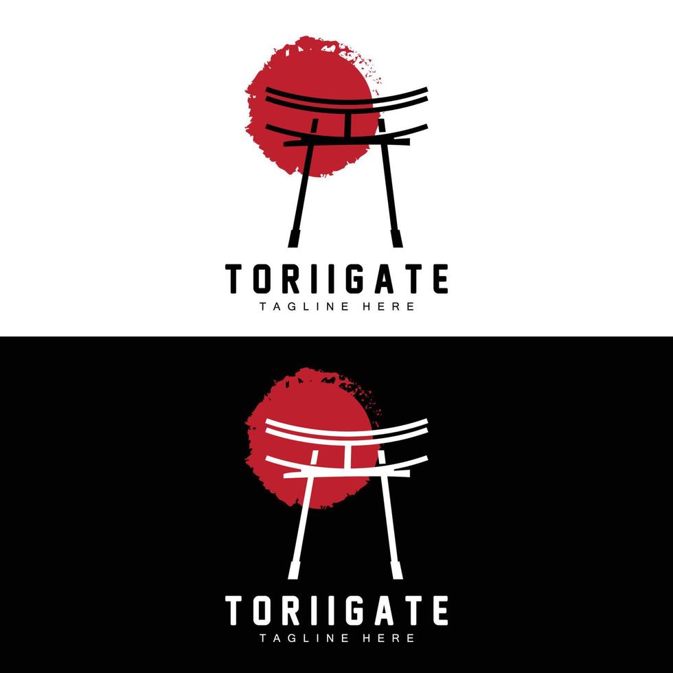 logotipo de puerta torii, vector de icono de puerta de historia japonesa, ilustración china, plantilla de marca de empresa de diseño de madera