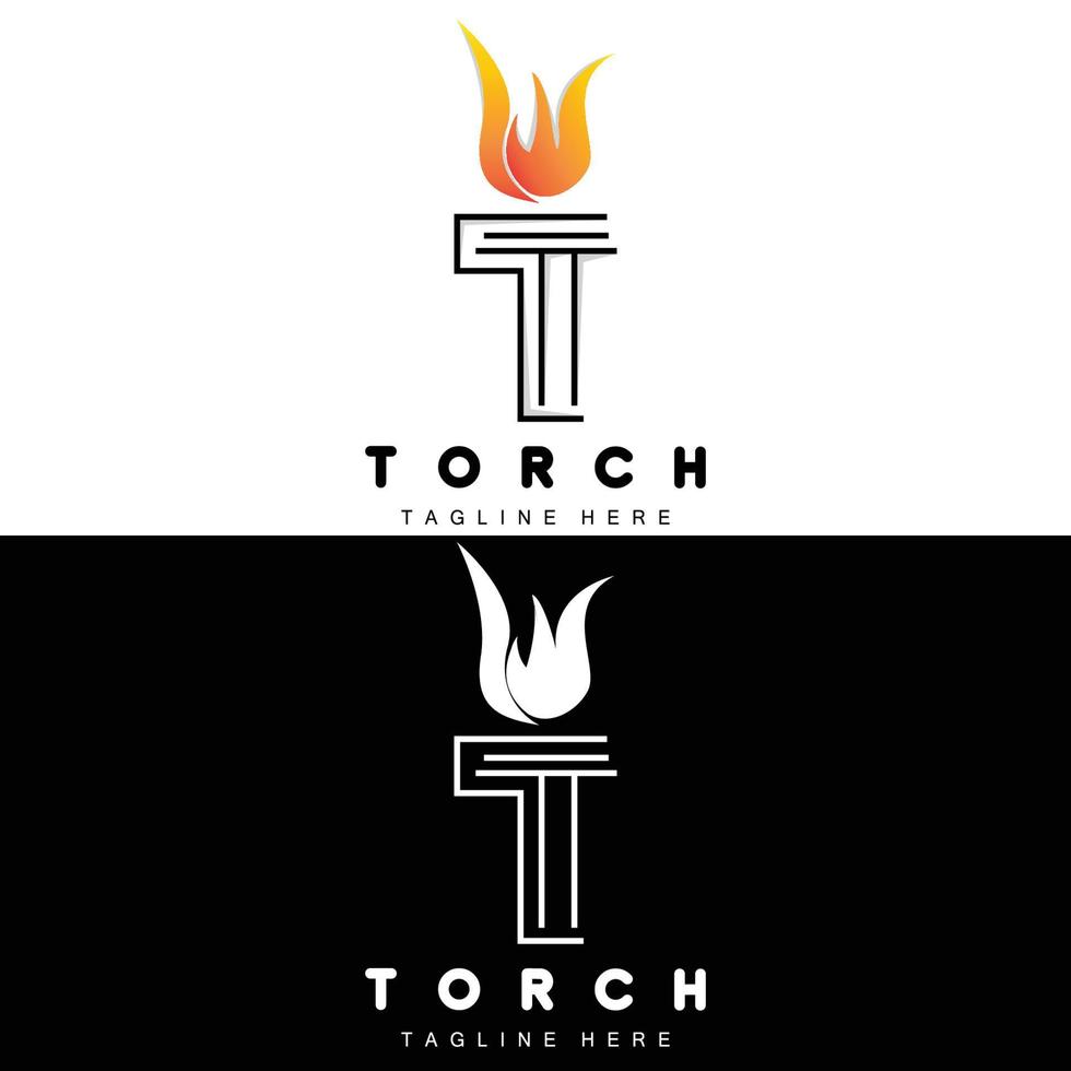 Torch Logo, Fire Design, Letter Logo, Product Brand Icon vector