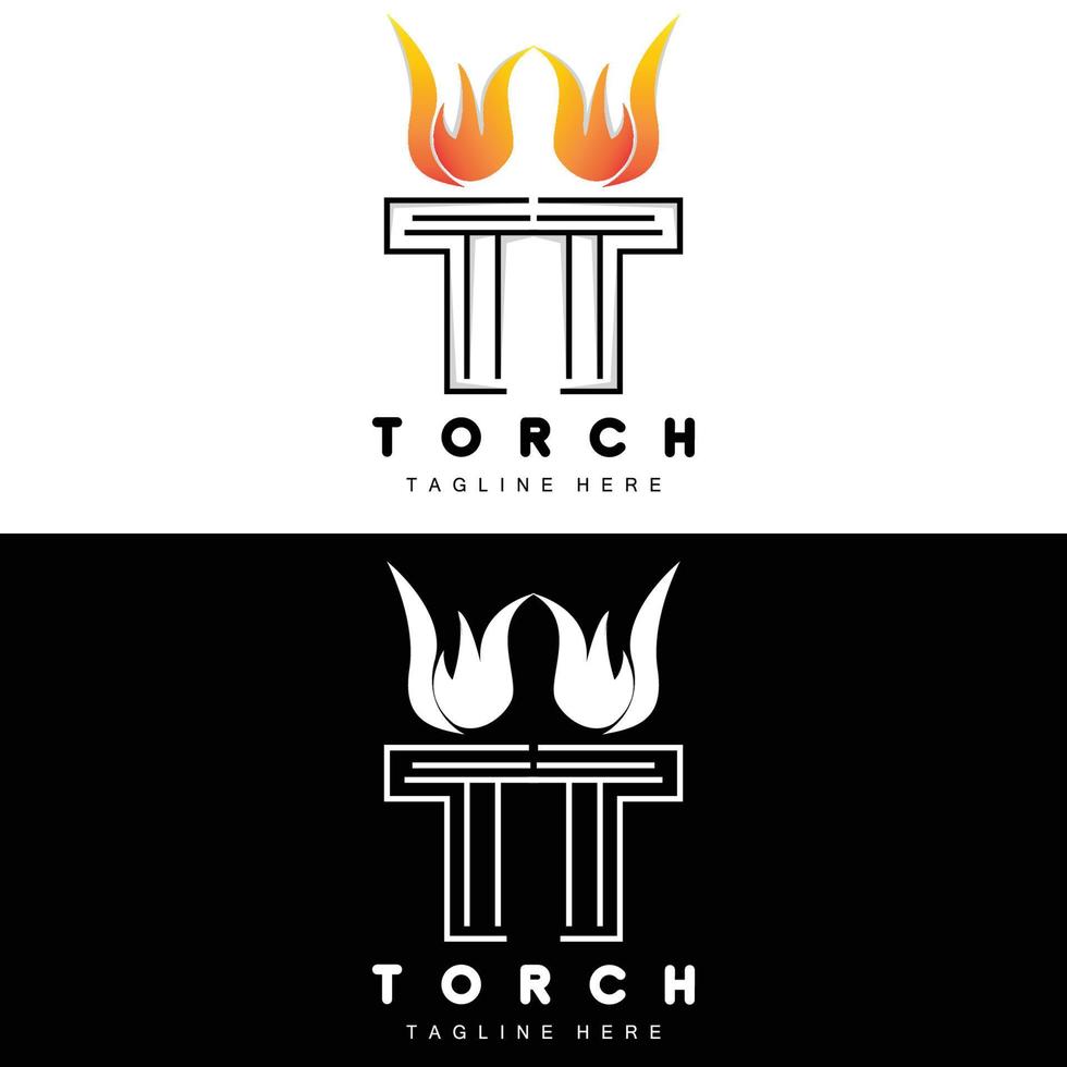 Torch Logo, Fire Design, Letter Logo, Product Brand Icon vector
