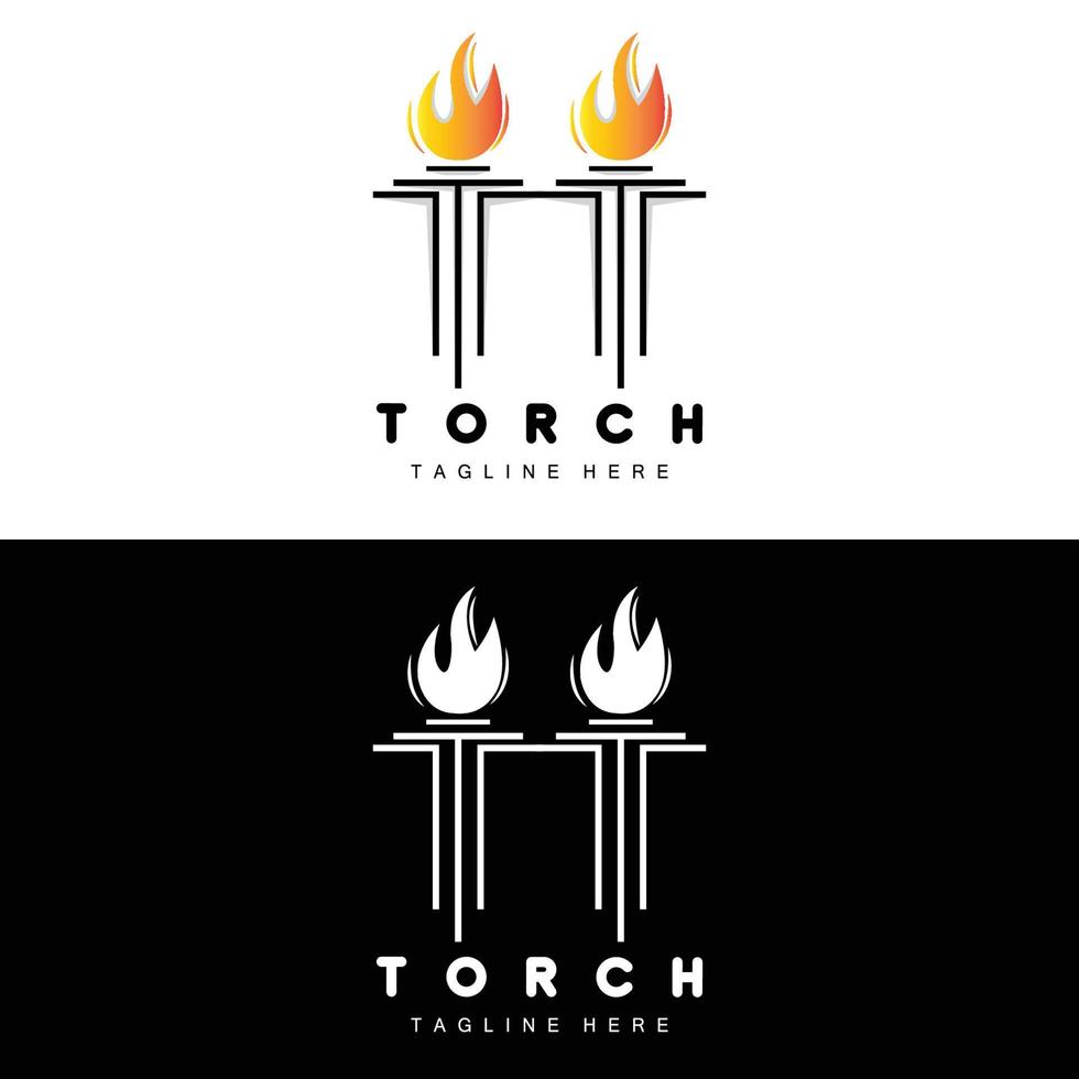 logotipo de antorcha, diseño de fuego, logotipo de carta, icono de marca de producto vector