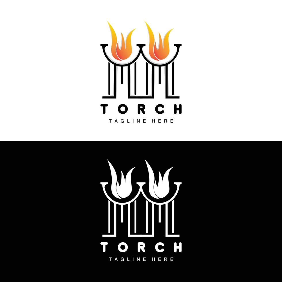 Torch Logo, Fire Design, Letter Logo, Product Brand Icon vector