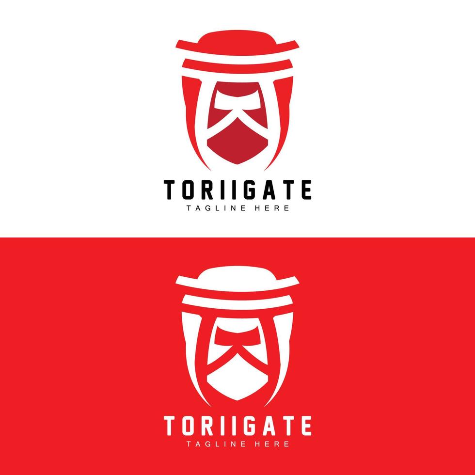 Torii Gate Logo, Japanese History Gate Icon Vector, Chinese Illustration, Wooden Design Company Brand Template vector