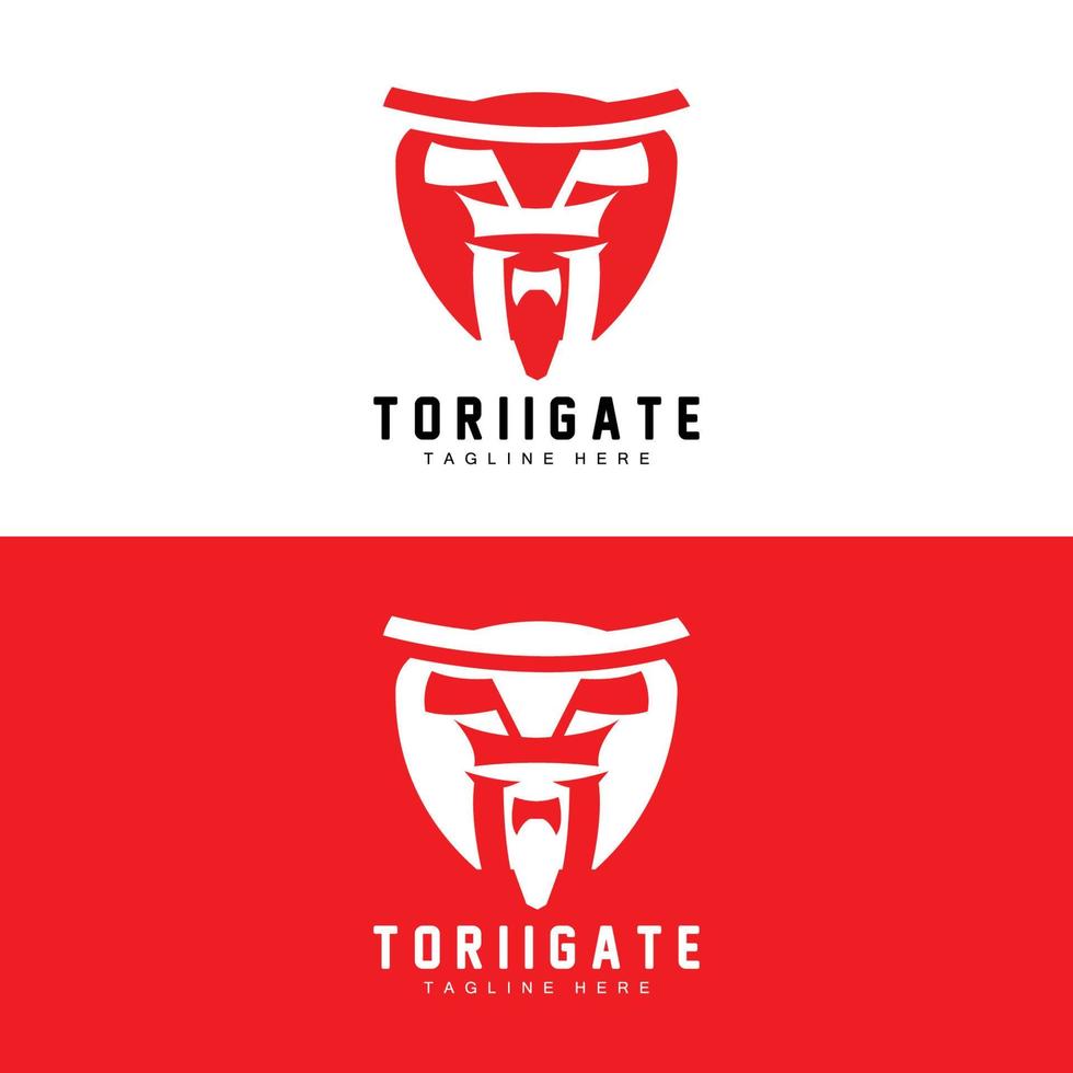 Torii Gate Logo, Japanese History Gate Icon Vector, Chinese Illustration, Wooden Design Company Brand Template vector