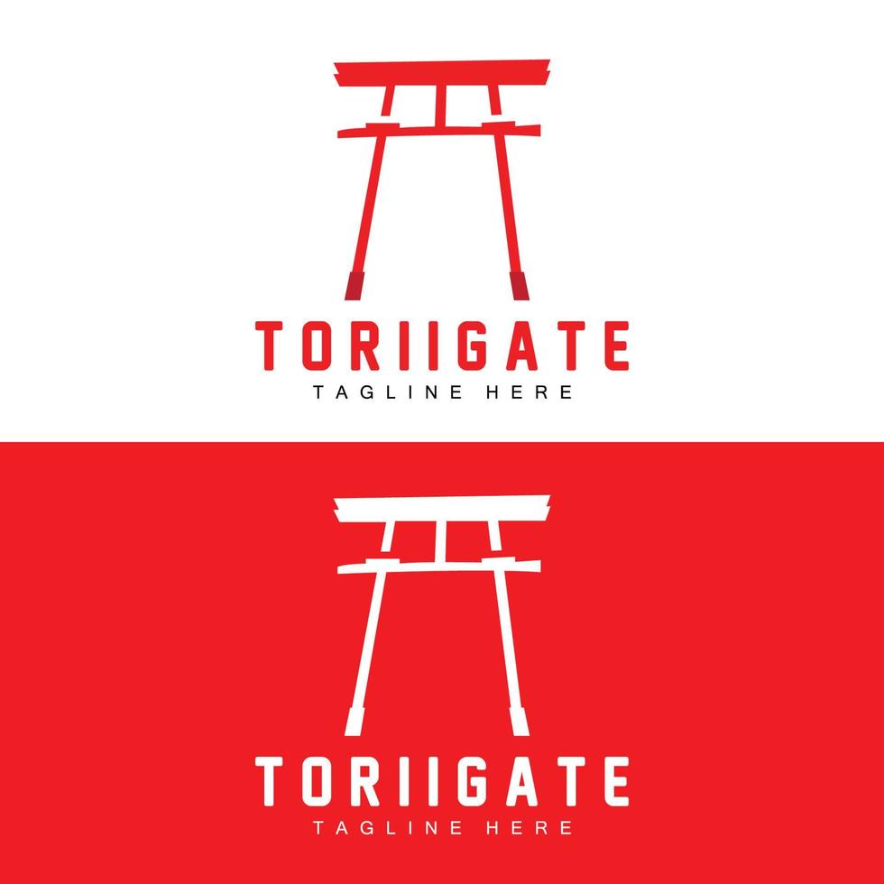 Torii Gate Logo, Japanese History Gate Icon Vector, Chinese Illustration, Wooden Design Company Brand Template vector