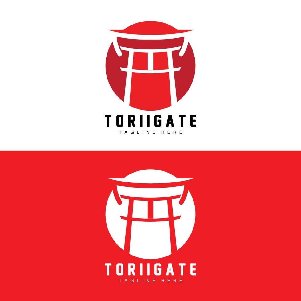 Torii Gate Logo, Japanese History Gate Icon Vector, Chinese Illustration, Wooden Design Company Brand Template vector