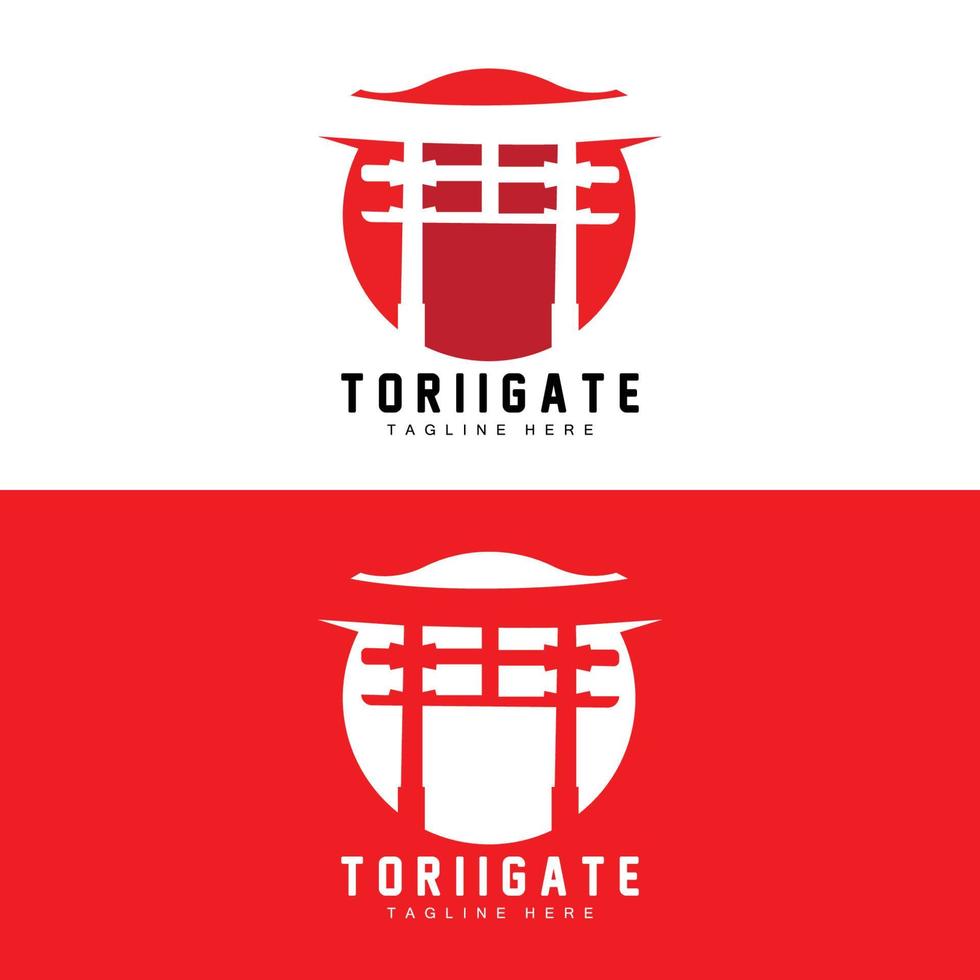 Torii Gate Logo, Japanese History Gate Icon Vector, Chinese Illustration, Wooden Design Company Brand Template vector